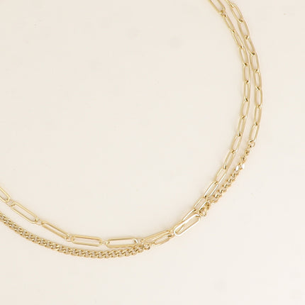 Long necklace - round and oval links, curb chain and Figaro chain, 95 cm