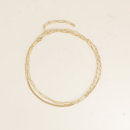 Long necklace - round and oval links, curb chain and Figaro chain, 95 cm