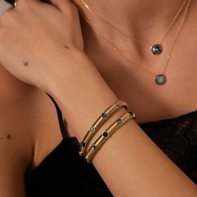 Jonc strié Eden - cristaux Swarovski® PP20