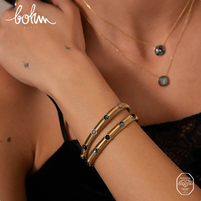 Jonc strié Eden - cristaux Swarovski® PP20