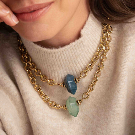 Collier Valentiane - maille épaisse et morceau d'acétate coloré