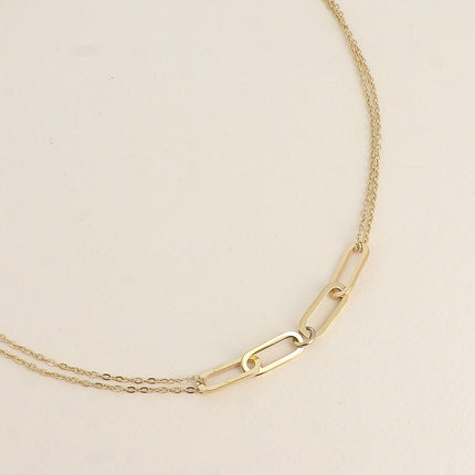 Collier - maille forçat et 4 anneaux ovales