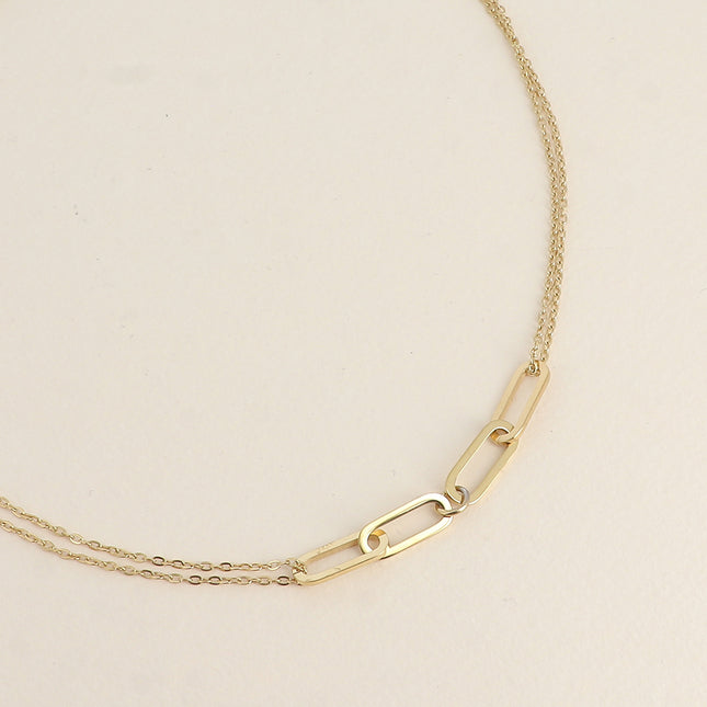 Collier - maille forçat et 4 anneaux ovales