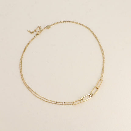 Collier - maille forçat et 4 anneaux ovales