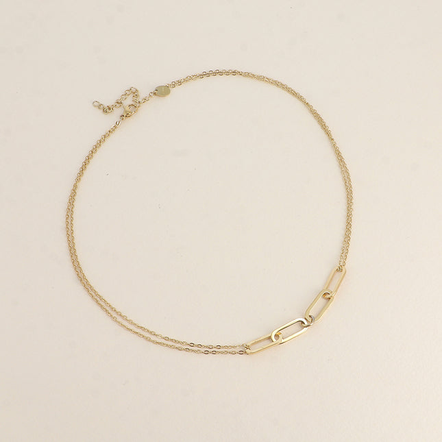 Collier - maille forçat et 4 anneaux ovales