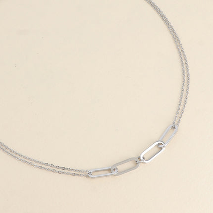Collier - maille forçat et 4 anneaux ovales