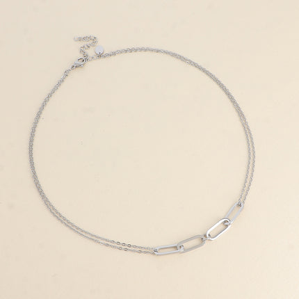 Collier - maille forçat et 4 anneaux ovales