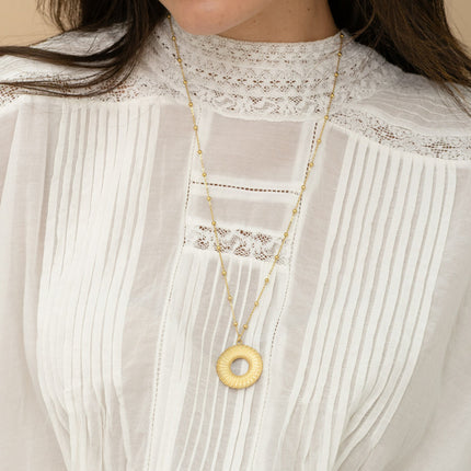 Necklace - large round textured pendant