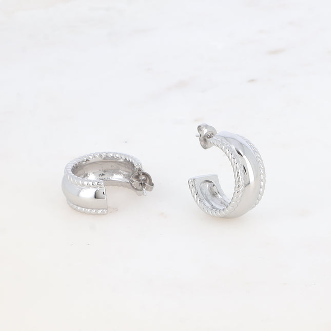 Creole earrings - smooth and 2 twisted lines