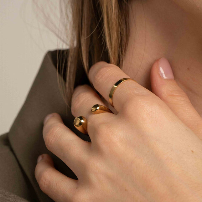 Azylis open ring - 2 domed beads