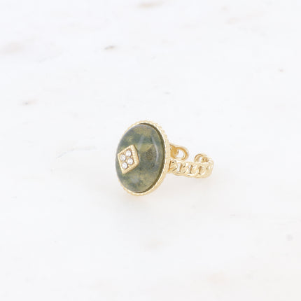 Bague Maayan - pierre naturelle ovale, losange avec oxydes de zirconium