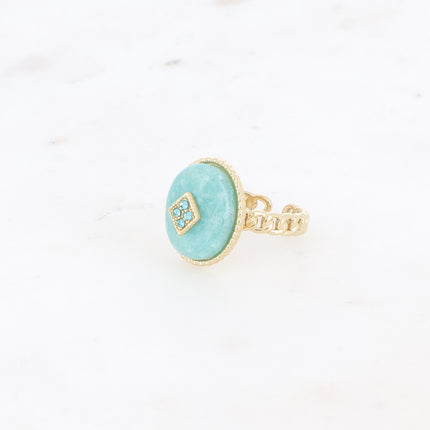 Bague Maayan - pierre naturelle ovale, losange avec oxydes de zirconium
