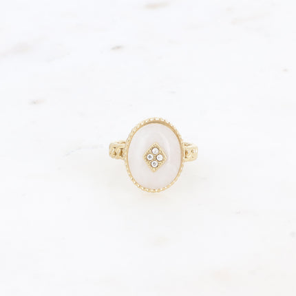 Bague Maayan - pierre naturelle ovale, losange avec oxydes de zirconium