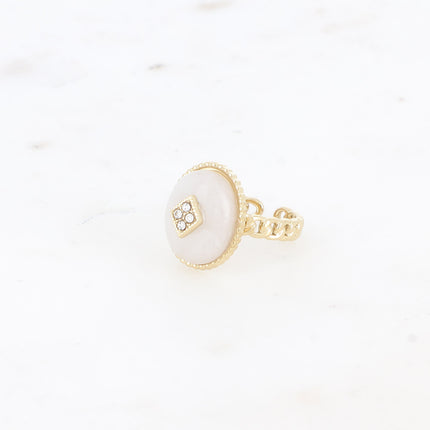 Bague Maayan - pierre naturelle ovale, losange avec oxydes de zirconium