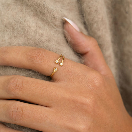 Bague ouverte - 3 oxydes de zirconium