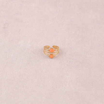 Bague Lunatéssa - 3 rangs, 2 pierres naturelles carrée et ovale