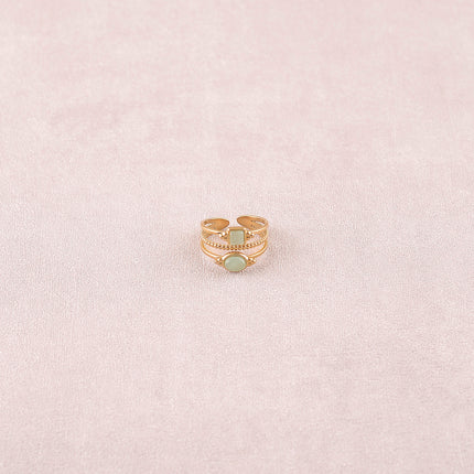 Bague Lunatéssa - 3 rangs, 2 pierres naturelles carrée et ovale