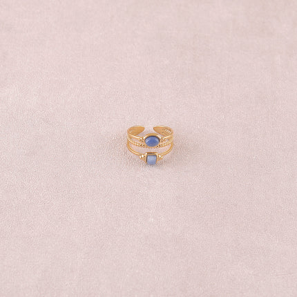 Bague Lunatéssa - 3 rangs, 2 pierres naturelles carrée et ovale