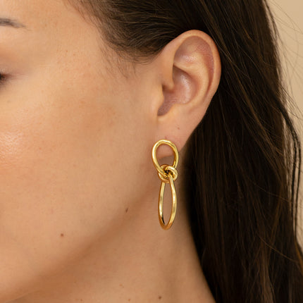 Dangle earrings - double ring and knot
