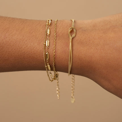 Multi-strand bracelet - 3 strands, cable links, rectangular and ball links