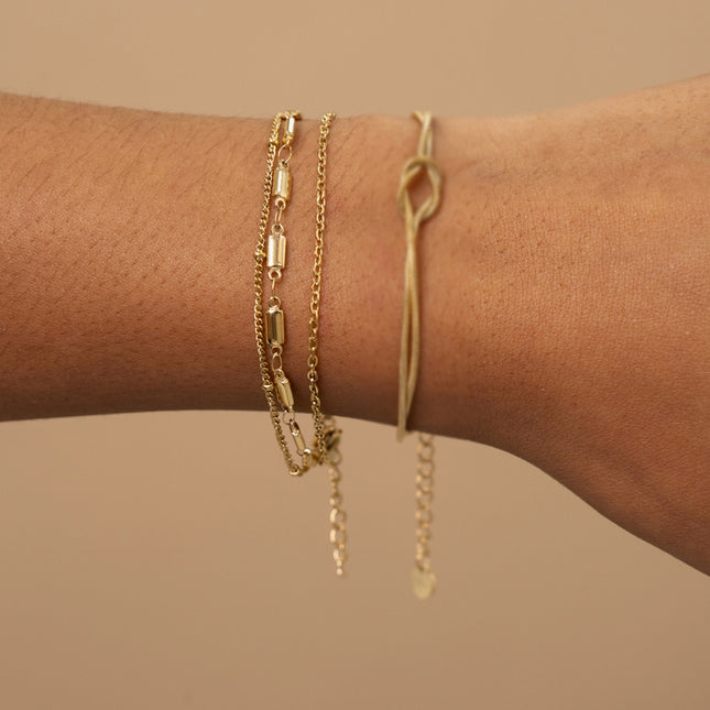 Multi-strand bracelet - 3 strands, cable links, rectangular and ball links