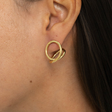 Stud earrings - double circle front/back lobe