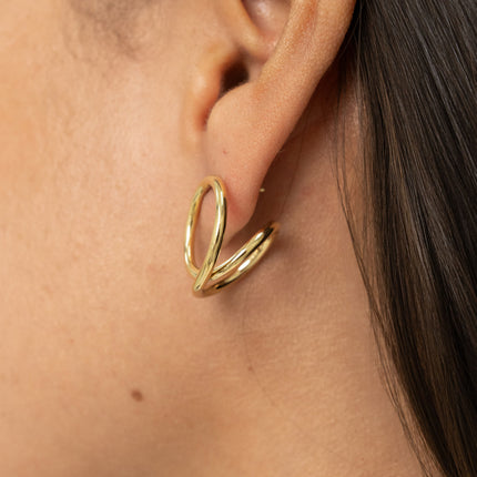 Stud earrings - double circle front/back lobe