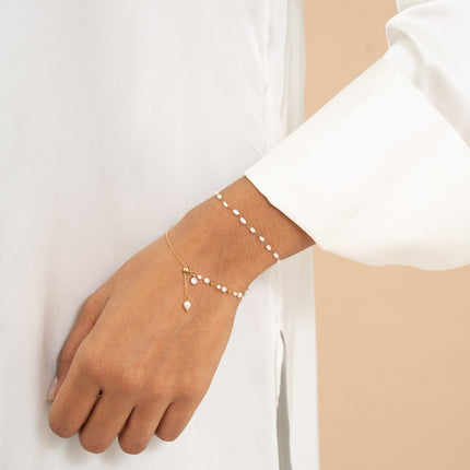 Teodora Bracelet - sliding bead, white resin beads and cut crystal