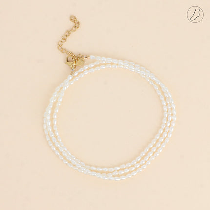 Ankle bracelet on cord - 3 strands with resin beads