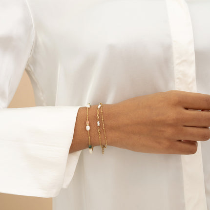 Bracelet - 2 rows with freshwater pearls