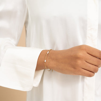 Bracelet - 2 rows with freshwater pearls