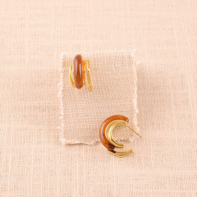Hoop earrings - 3 rings and colored resin