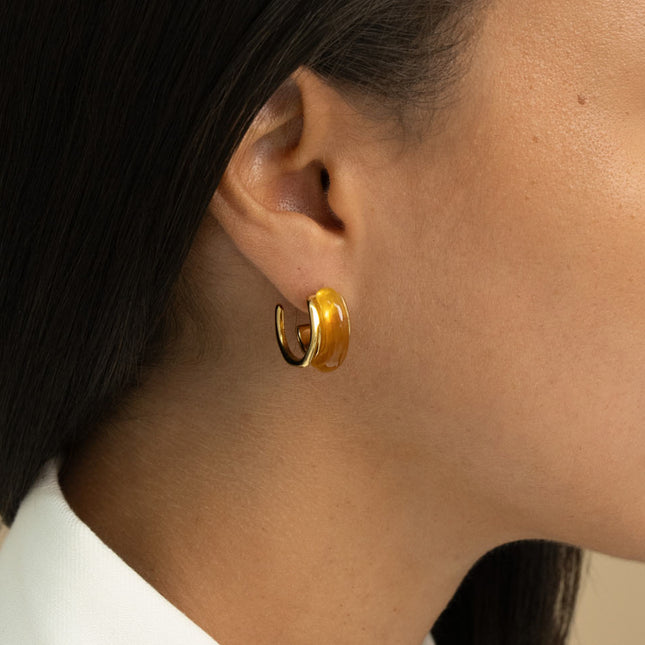 Hoop earrings - 3 rings and colored resin