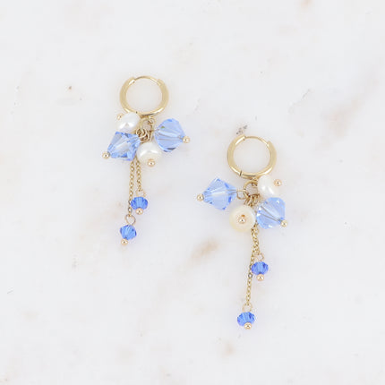 Créoles - toupies cristal et perles d'eau douce