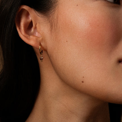 Rosya hoop earrings - small mother-of-pearl acetate heart