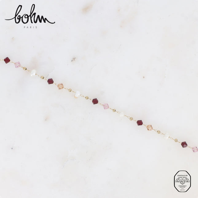 Bracelet - chaîne fine, cristaux toupies et perles d'eau douce