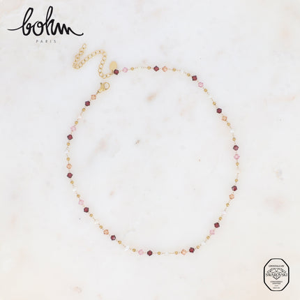Necklace - delicate chain, bicone crystals and freshwater pearls