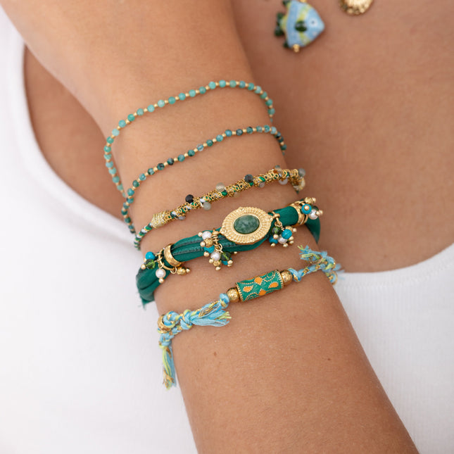Set of 2 elastic bracelets - natural stones