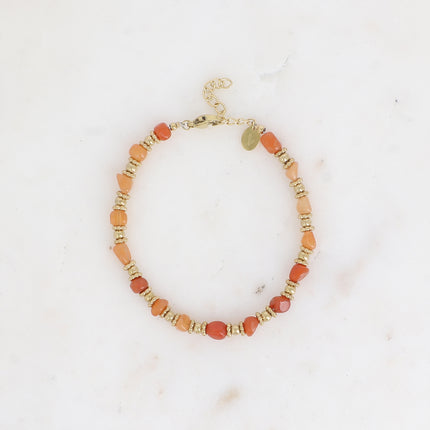 Bracelet sur câble Isaline - perles en acier et pierres naturelles