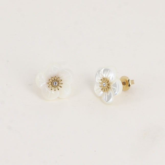 Boucles puces - fleur nacrée