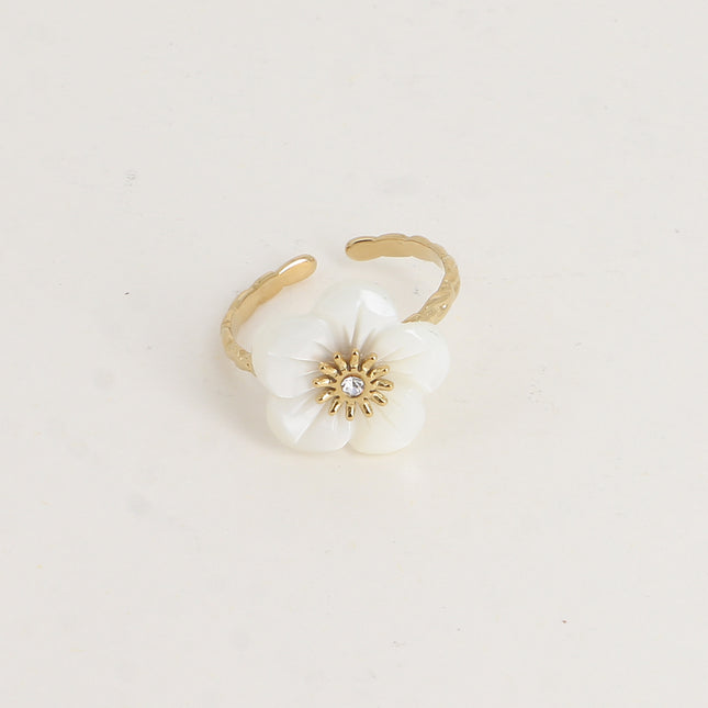 Bague - fleur nacrée 15 mm