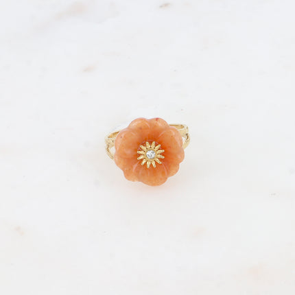 Bague - fleur en pierre naturelle avec oxyde de zirconium