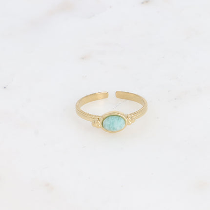 Naelia Ring - oval natural stone and 3 beads