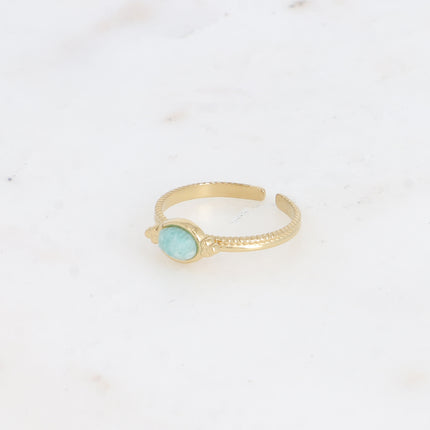 Naelia Ring - oval natural stone and 3 beads