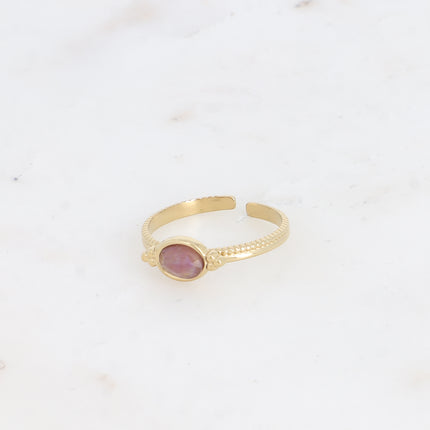 Naelia Ring - oval natural stone and 3 beads
