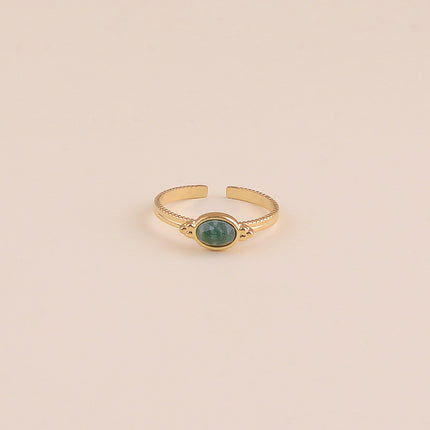 Naelia Ring - oval natural stone and 3 beads