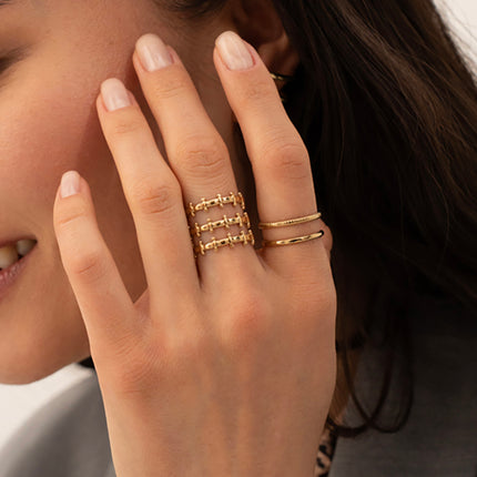 Bague large Kailani - 3 rangs, petites boules
