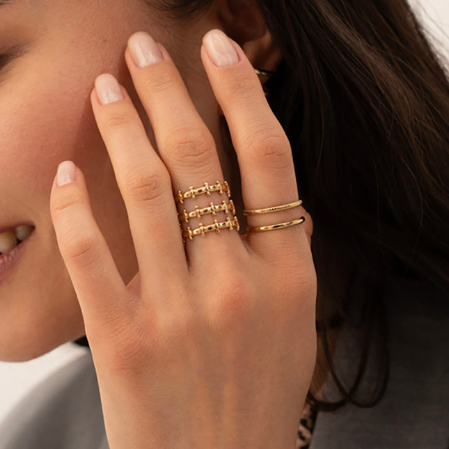 Kailani wide ring - 3 rows, small beads