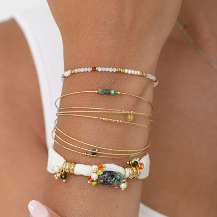 Elion Thread Bracelet - natural stones, small freshwater pearls, and stainless steel beads