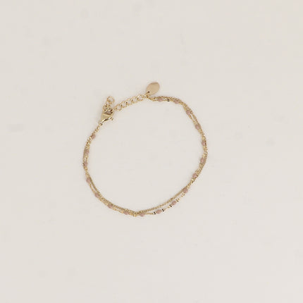 Bracelet 2 rangs - maille grain de café émaillée et forçat